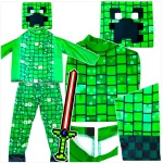 MINECRAFT Strój dla chłopca CREEPER / kostium na bal rozmiar L 130-140 cm + miecz