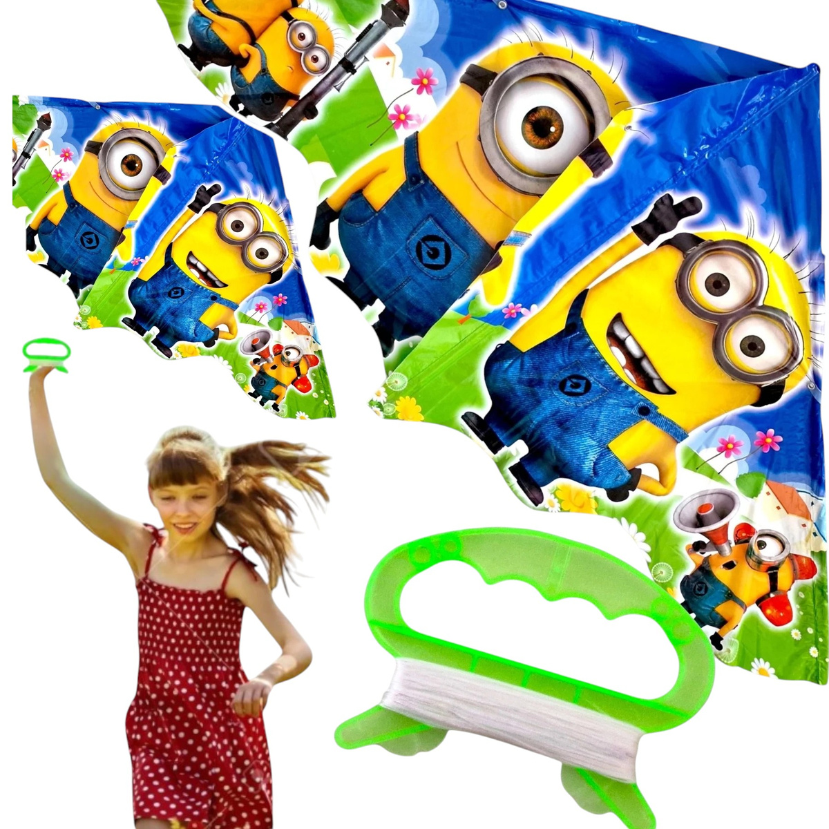 DUŻY LATAWIEC DLA DZIECI MINIONKI 120x60 CM XXL MINIONS GRU DRU + ŻYŁKA