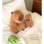 KAPIBARA PLUSZOWA MASKOTKA ZABAWKA Z PLECAKIEM ŻÓŁWIK MIĘKKA PLUSZAK 2W1