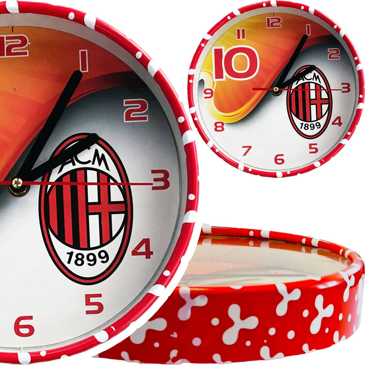 ZEGAR ŚCIENNY DLA KIBICA AC MILAN DZIECIĘCY CICHY DLA FANÓW DRUŻYNY