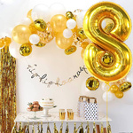 BALON FOLIOWY CYFRA 8 OSIEM ZŁOTY URODZINOWY NA URODZINY JUBILEUSZ 40cm
