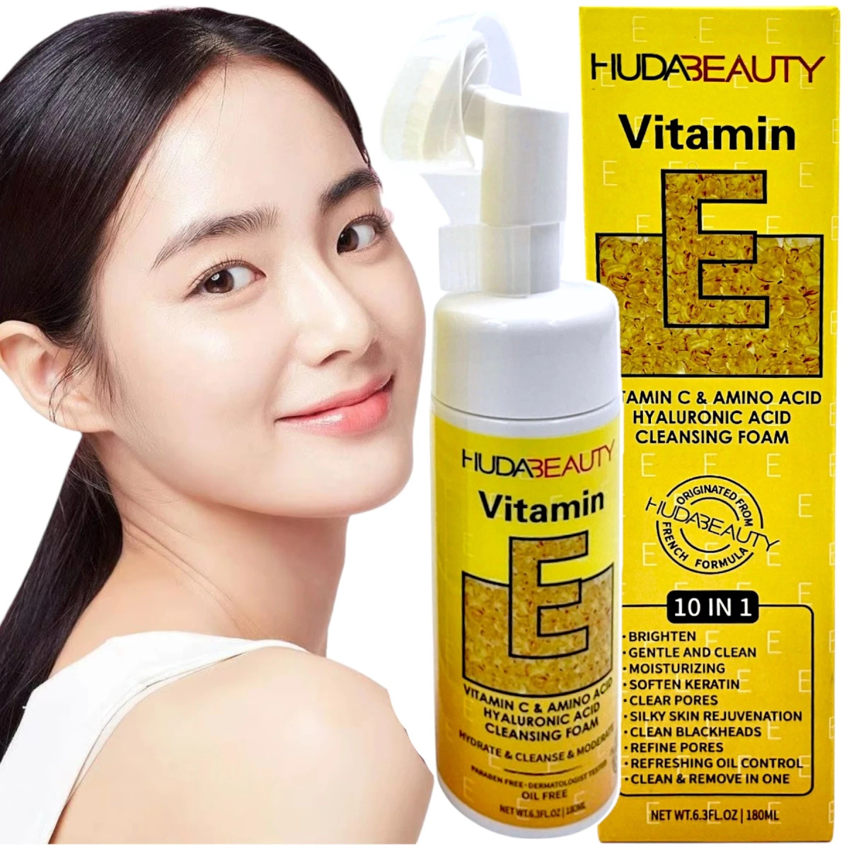 OCZYSZCZAJĄCA PIANKA DO TWARZY Z WITAMINĄ C I E 150ml + SZCZOTECZKA 