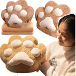 DUŻA MIĘKKA PLUSZOWA PODUSZKA KOCIA ŁAPKA Z KOCEM 3w1 OGRZEWACZ DO RĄK 40CM