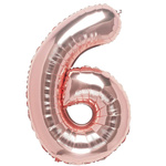 BALON FOLIOWY CYFRA 6 RÓŻOWE ZŁOTO NA URODZINY IMPREZĘ JUBILEUSZ 100cm
