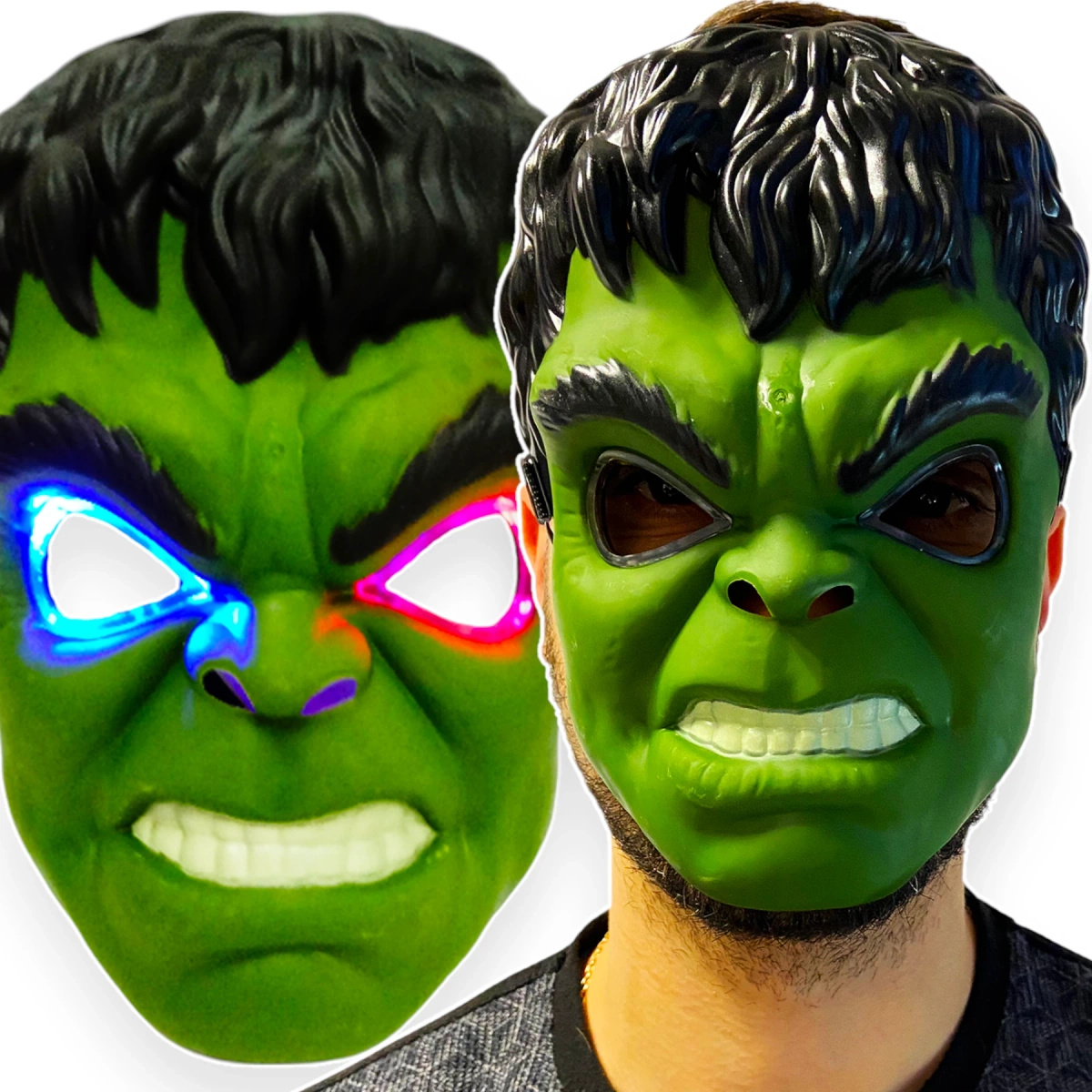 MASKA HULK AVENGERS ŚWIECĄCA LED SUPERBOHATER NA BAL PRZEBRANIE AVENGERS