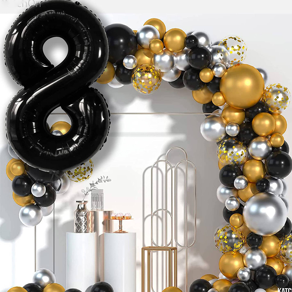 BALON FOLIOWY CYFRA 8 CZARNY NA URODZINY IMPREZĘ URODZINOWĄ 40cm