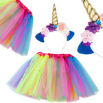 KOSTIUM JEDNOROŻCA DLA DZIEWCZYNKI STRÓJ JEDNOROŻEC OPASKA SPÓDNICZKA 2w1