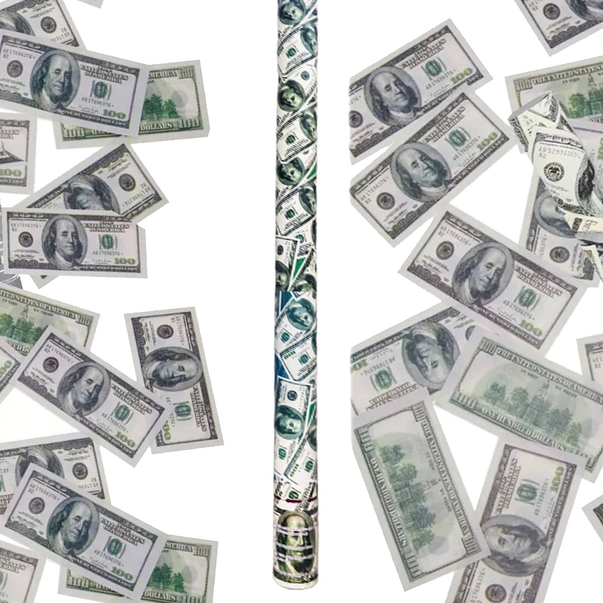 TUBA KONFETTI BANKNOTY DOLARY 60CM KAWALERSKI ŚLUB NA URODZINY DEKORACJA