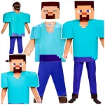 STRÓJ MINECRAFT PRZEBRANIE DLA CHŁOPCA STEVE KOMPLET MASKA KOSTIUM NA BAL