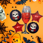 BALONY NA HALLOWEEN ZESTAW 5 BALONÓW CZASZKI SZAMPAN KIELICH IMPREZA 18+
