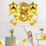 BALON FOLIOWY CYFRA 8 OSIEM ZŁOTY URODZINOWY NA URODZINY JUBILEUSZ 40cm