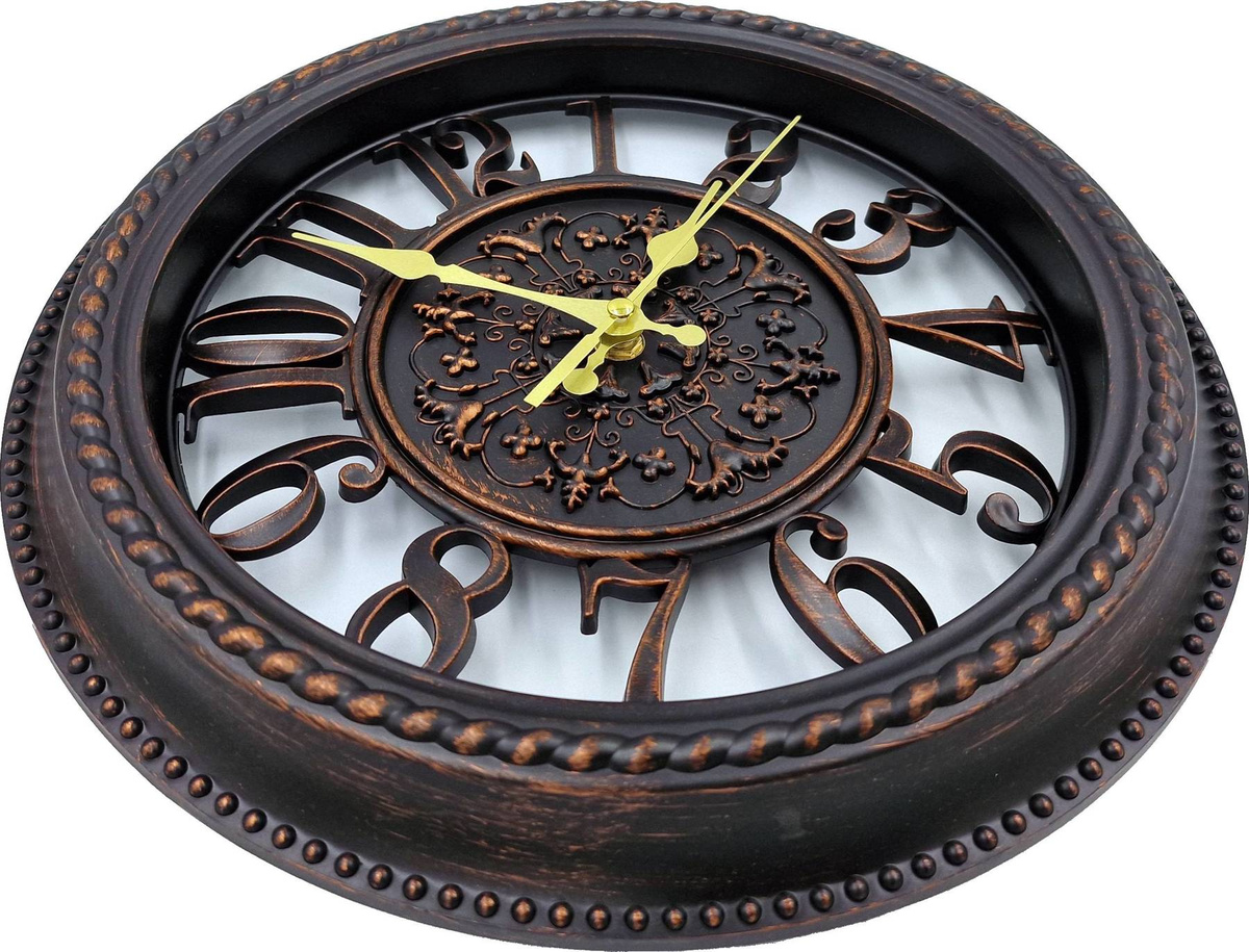 KLASYCZNY ELEGANCKI ŚCIENNY ZEGAR ZE ZŁOTYMI AKCENTAMI  NA ŚCIANE DUŻY 30cm