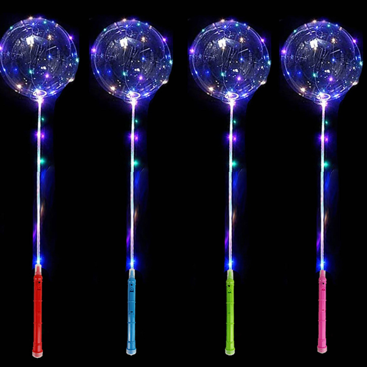 KOLOROWY BALON LED ŚWIECĄCY DUŻY MOCNY ŚWIATEŁKA NA PATYKU DEKORACJA ŚWIECI