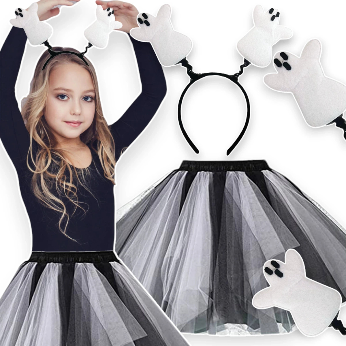 STRÓJ DUSZEK KOSTIUM ZESTAW 2W1 SPÓDNICZKA OPASKA HALLOWEEN