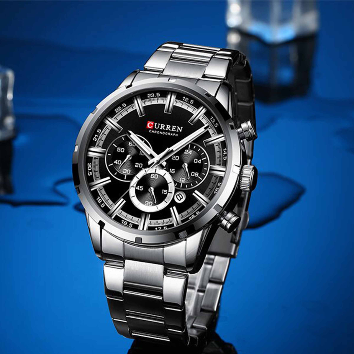 ELEGANCKI ZEGAREK MĘSKI MODNY CURREN DATOWNIK CHRONOGRAF JAPOŃSKI MECHANIZM