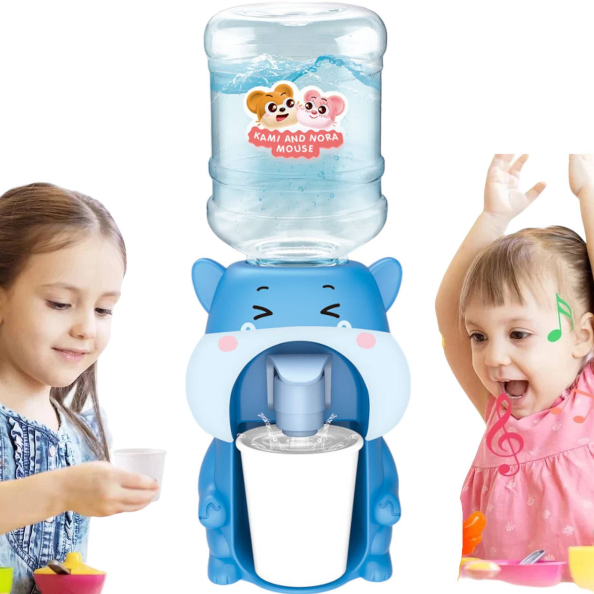 DYSTRYBUTOR DO WODY DLA DZIECI HIPOPOTAM + KUBEK BUTELKA NA NAPÓJ DOZOWNIK