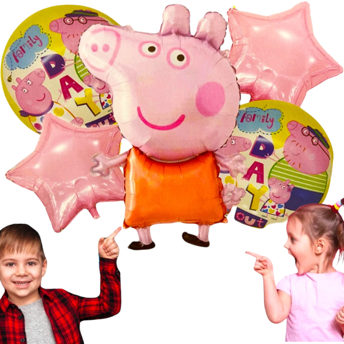 BALONY ŚWINKA PEPPA ZESTAW BALONÓW 5 SZTUK NA URODZINY BALON NA IMPREZĘ