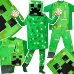 STRÓJ MINECRAFT PRZEBRANIE DLA CHŁOPCA CREEPER KOMPLET MASKA KOSTIUM NA BAL