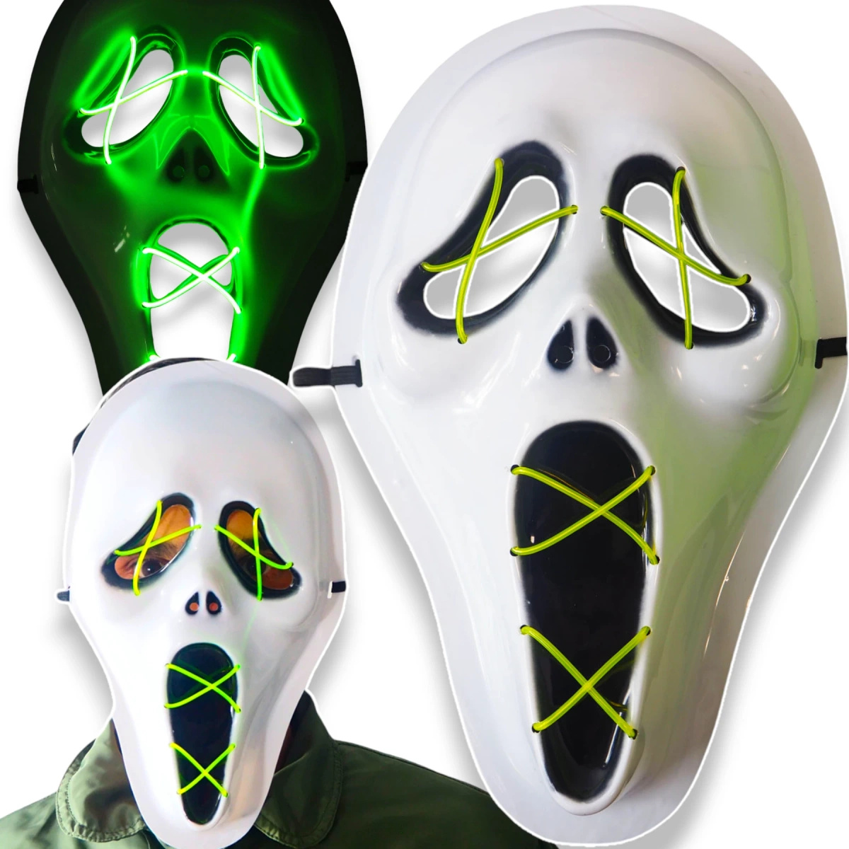 MASKA DUCH KRZYK SCARY MOVIE ŚWIECĄCA LED NA IMPREZĘ NA KONCERT PRZEBRANIE