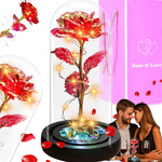 WIECZNA RÓŻA W SZKLE ŚWIECĄCA ŚWIECI LED FLOWERBOX BUKIET KWIATY NA PREZENT