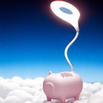 LAMPKA BIURKOWA ŚWINKA Z POJEMNIKIEM LED  PODSTAWKA NA TELEFONU DLA DZIECI