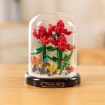 KLOCKI KWIATY RÓŻA W SZKLE CZERWONE RÓŻE W KOPULE BUKIET NA PREZENT KWIATKI