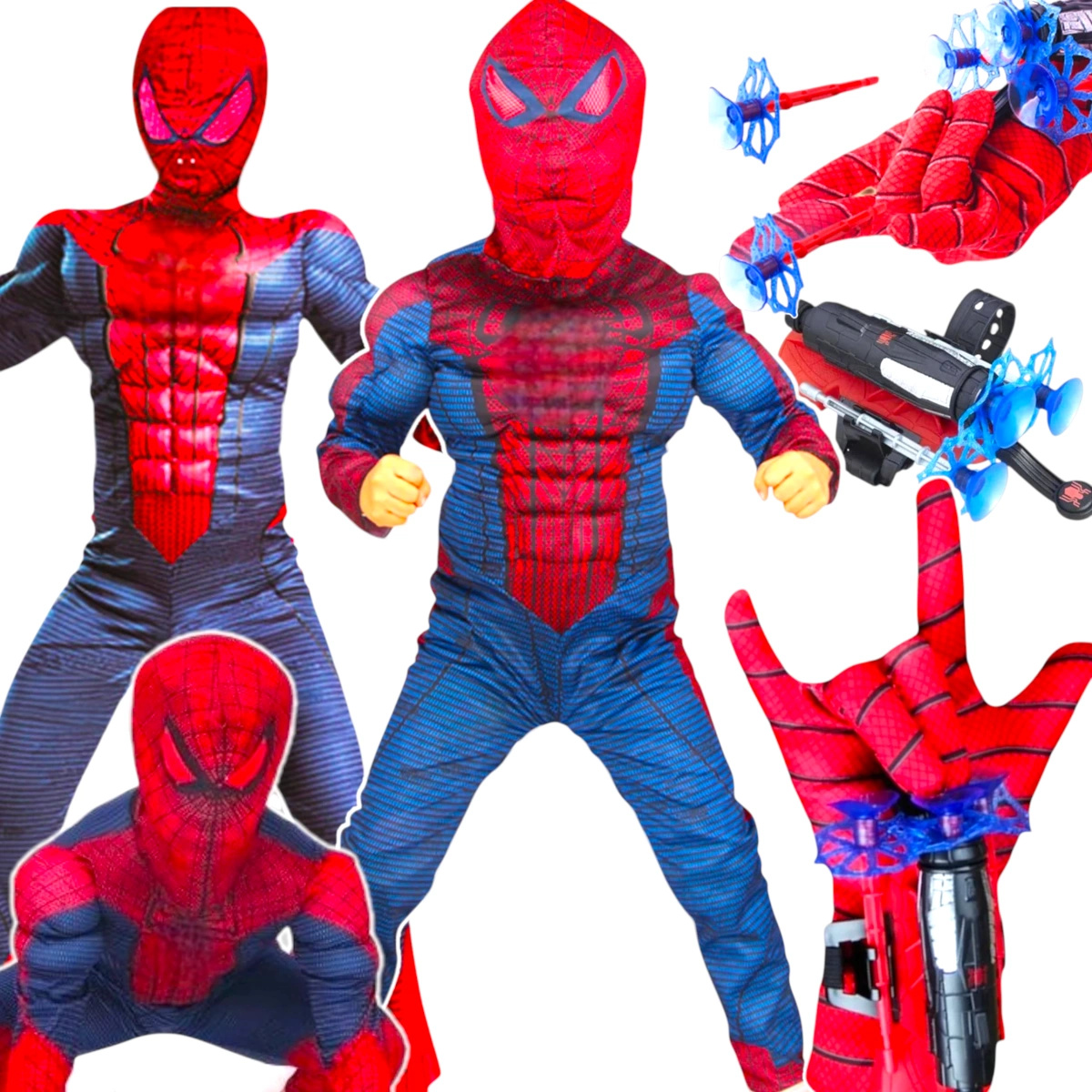 SPIDERMAN Zestaw Strój Dla Chłopca Kostium + Wyrzutnia Sieci 