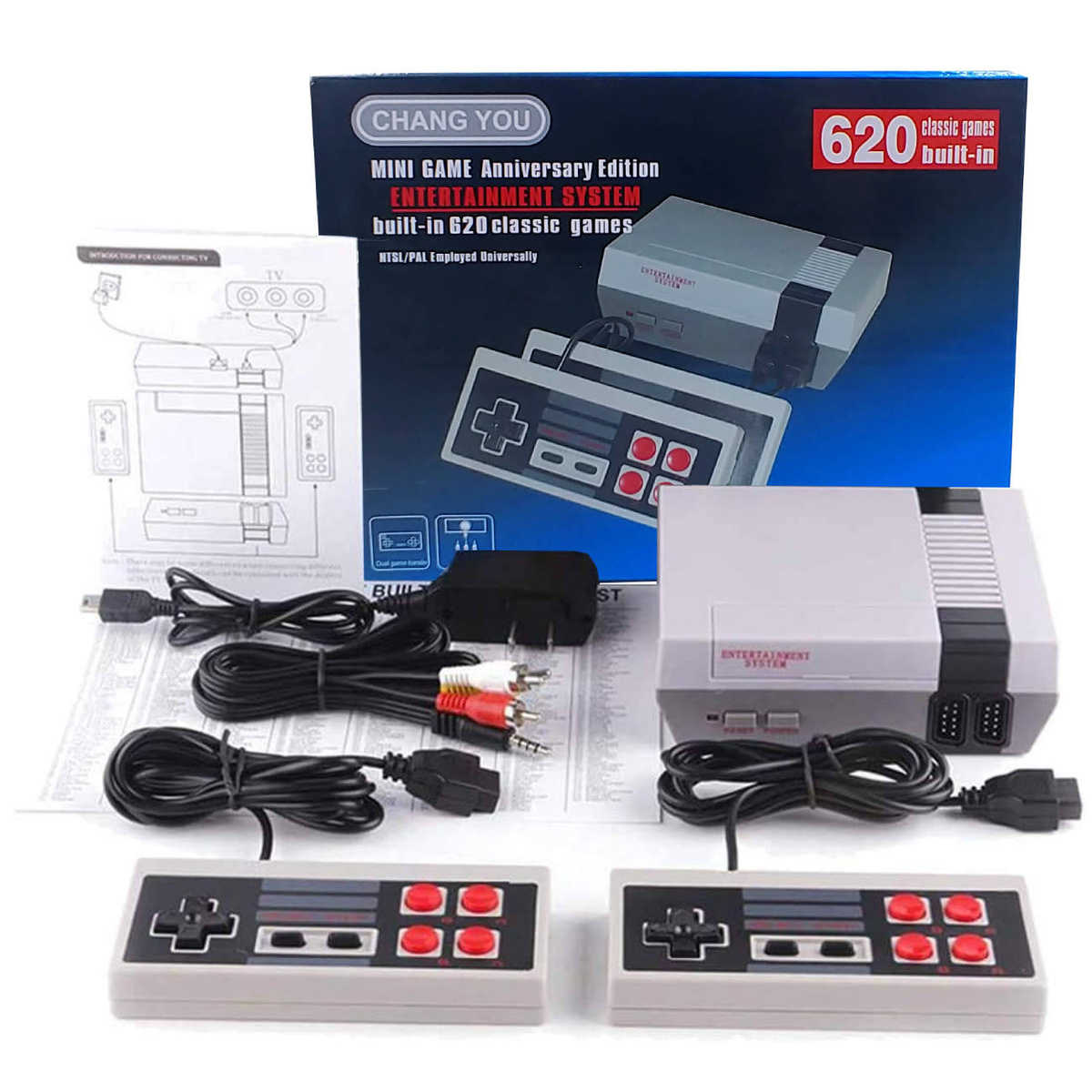 GRA TELEWIZYJNA KONSOLA RETRO TV AV 620 GIER 2x PAD MARIO GRY VIDEO GIERKA