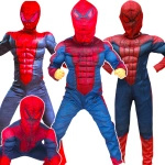 STRÓJ SPIDERMANA DLA CHŁOPCA SPIDERMAN KOSTIUM GRUBY MIĘŚNIE MASKA 110-116