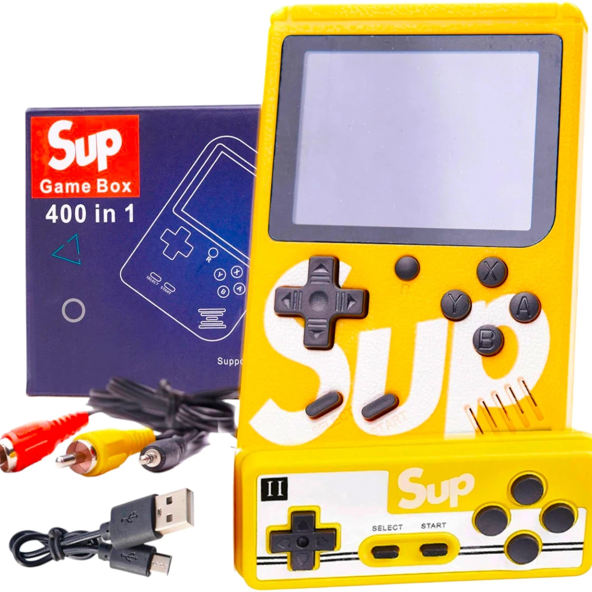 KONSOLA PRZENOŚNA RETRO MINI GAME BOX 400 GIER PAD + PAD TV KOLOROWE GIERKI