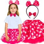 STRÓJ DLA DZIEWCZYNKI MYSZKA MINNIE KOSTIUM OPASKA MUCHA SPÓDNICZKA 3w1
