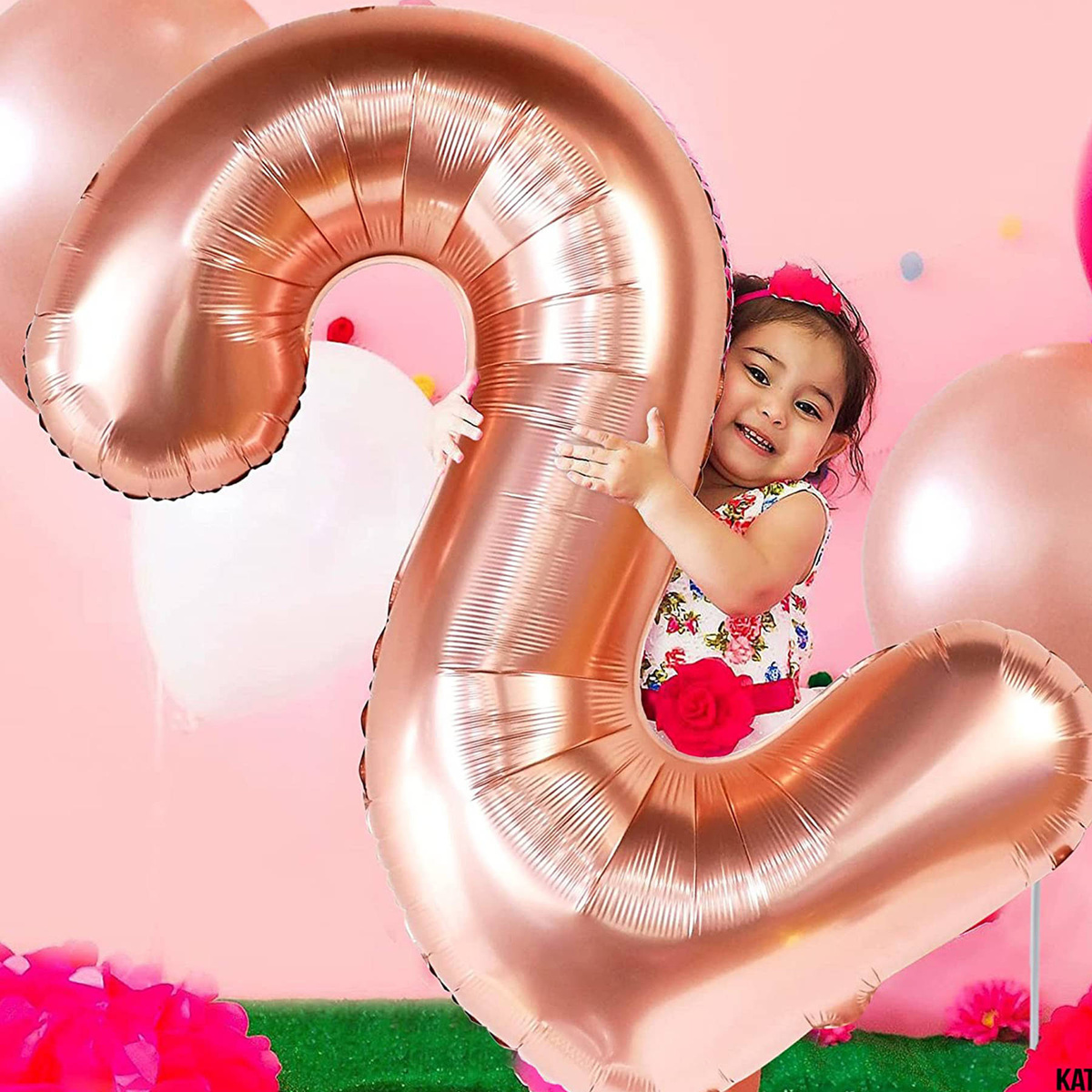 BALON FOLIOWY CYFRA 2 DWA ROSE GOLD URODZINOWY NA URODZINY JUBILEUSZ 40cm