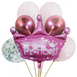 ZESTAW BALONÓW DLA MAŁEJ KSIĘŻNICZKI KORONA BALONY URODZINOWE DLA DZIECKA