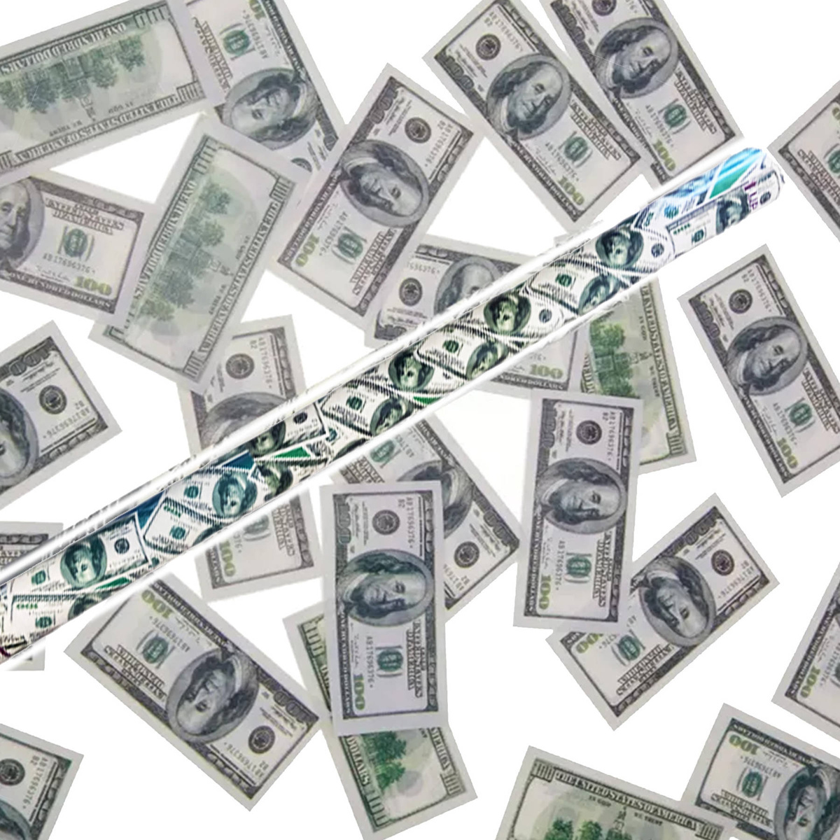 TUBA KONFETTI BANKNOTY DOLARY 60CM KAWALERSKI ŚLUB NA URODZINY DEKORACJA