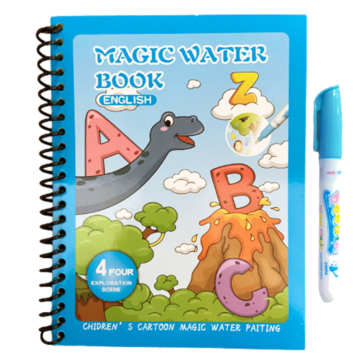 WODNA KOLOROWANKA ALFABET ABC MAGICZNY FLAMASTER 4 OBRAZKI DO KOLOROWANIA