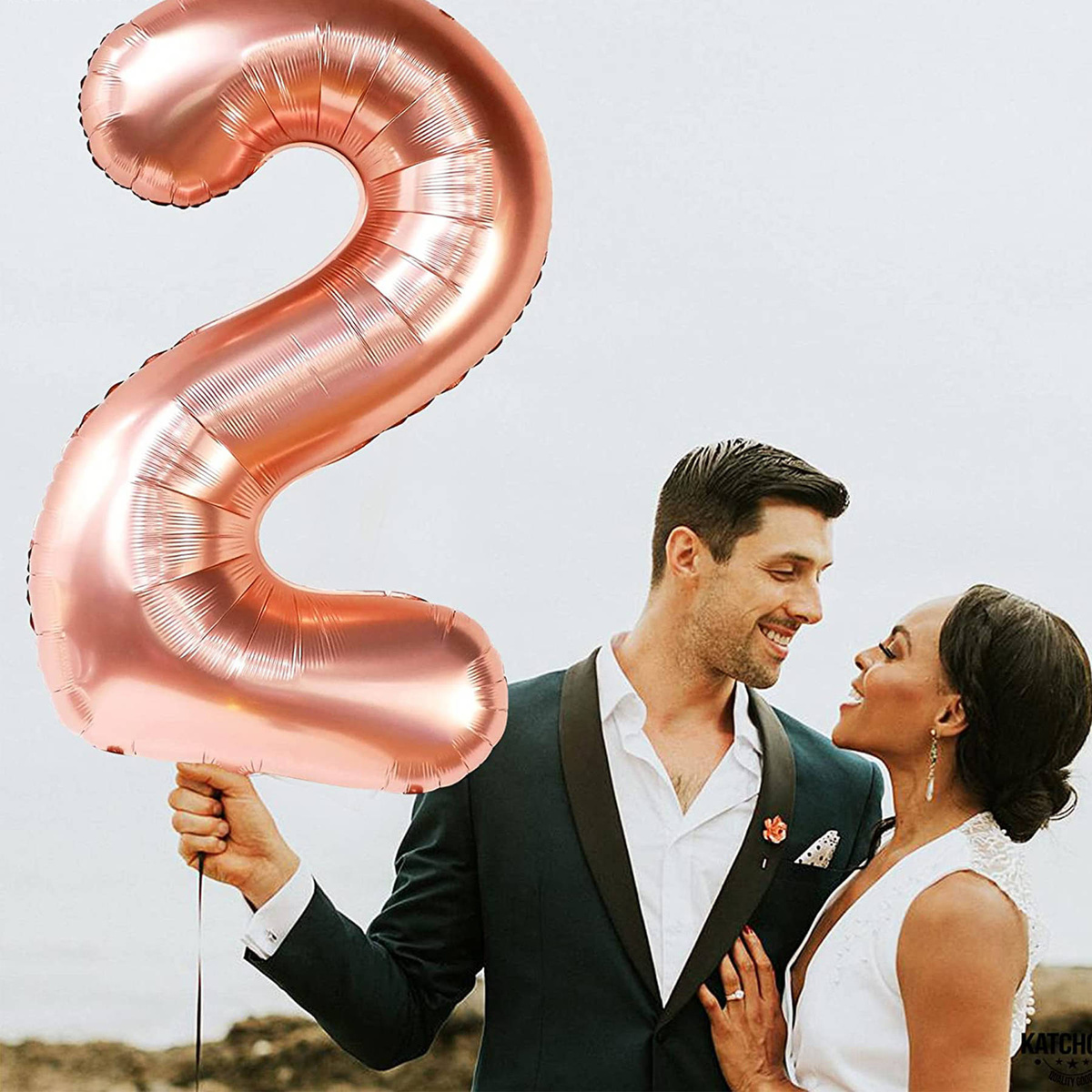 BALON FOLIOWY CYFRA 2 DWA ROSE GOLD URODZINOWY NA URODZINY JUBILEUSZ 40cm