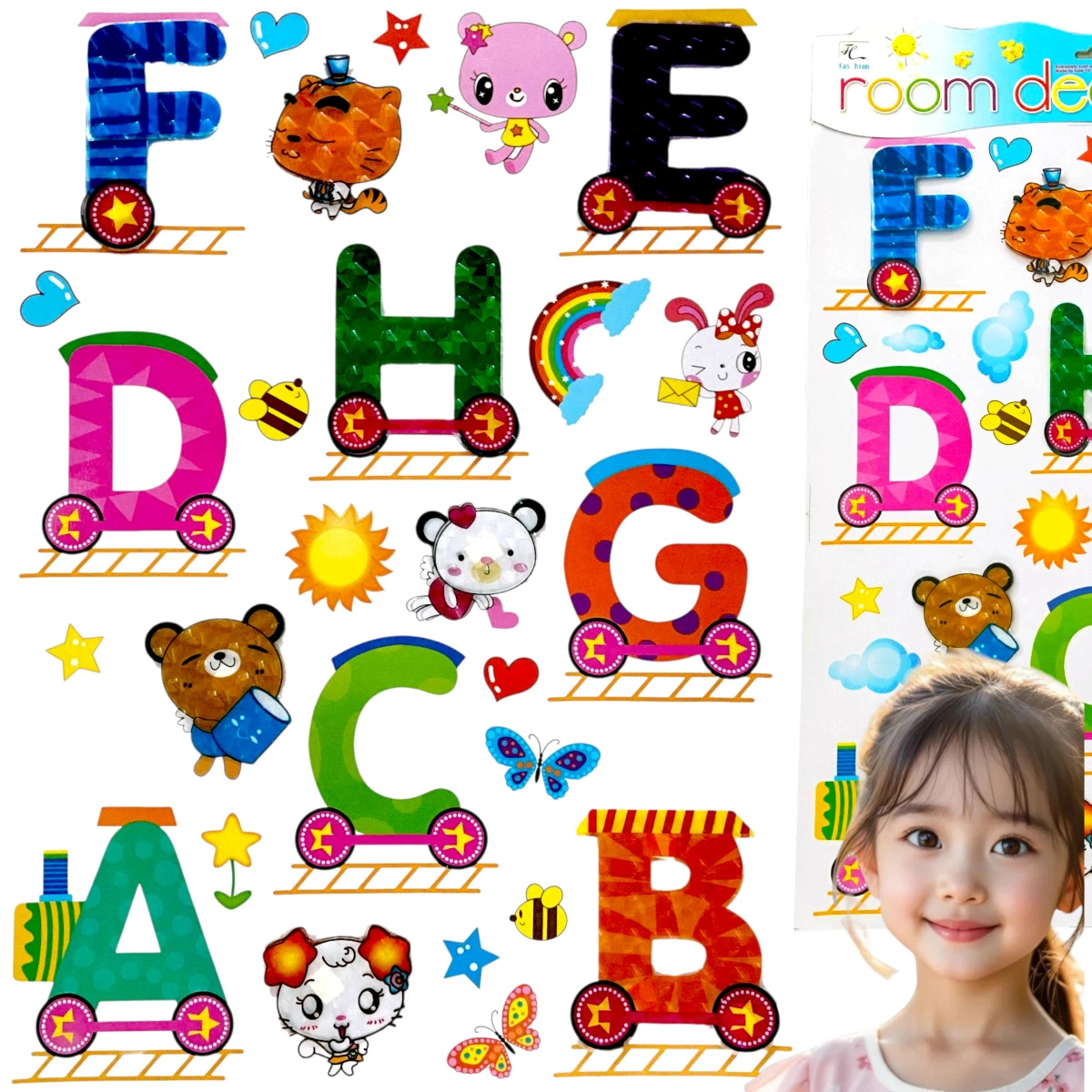 NAKLEJKI 3D NA ŚCIANĘ DLA DZIECI ALFABET ZWIERZĘTA OZDOBA POKOJU NA ŚCIANĘ