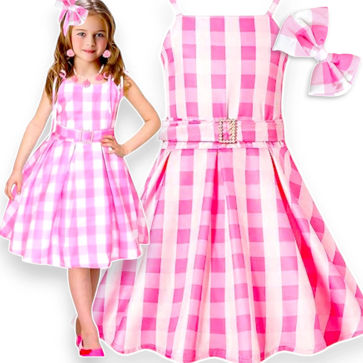 KOSTIUM BARBIE DLA DZIEWCZYNKI STRÓJ SUKIENKA KOKARDKA L 130-140 KARNAWAŁ