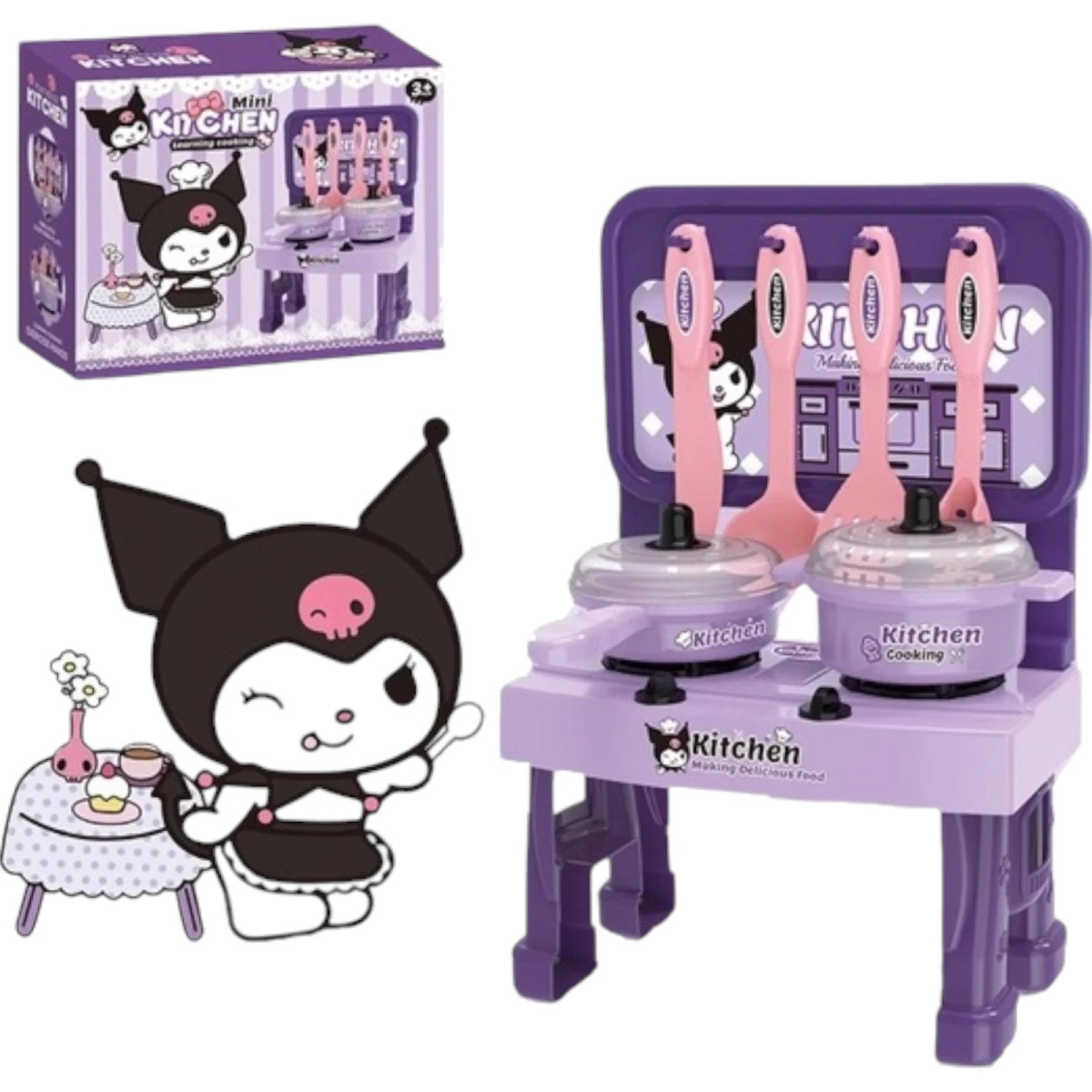 KUROMI MINI KUCHNIA DLA DZIECI NAUKA GOTOWANIA ZESTAW AKCESORIA PRZYBORY