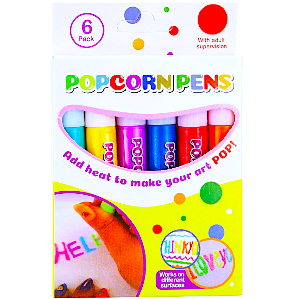  FLAMASTER MAZAK POPCORN PENS DŁUGOPIS KREDKA 3D ZESTAW 6 SZT DLA DZIECI