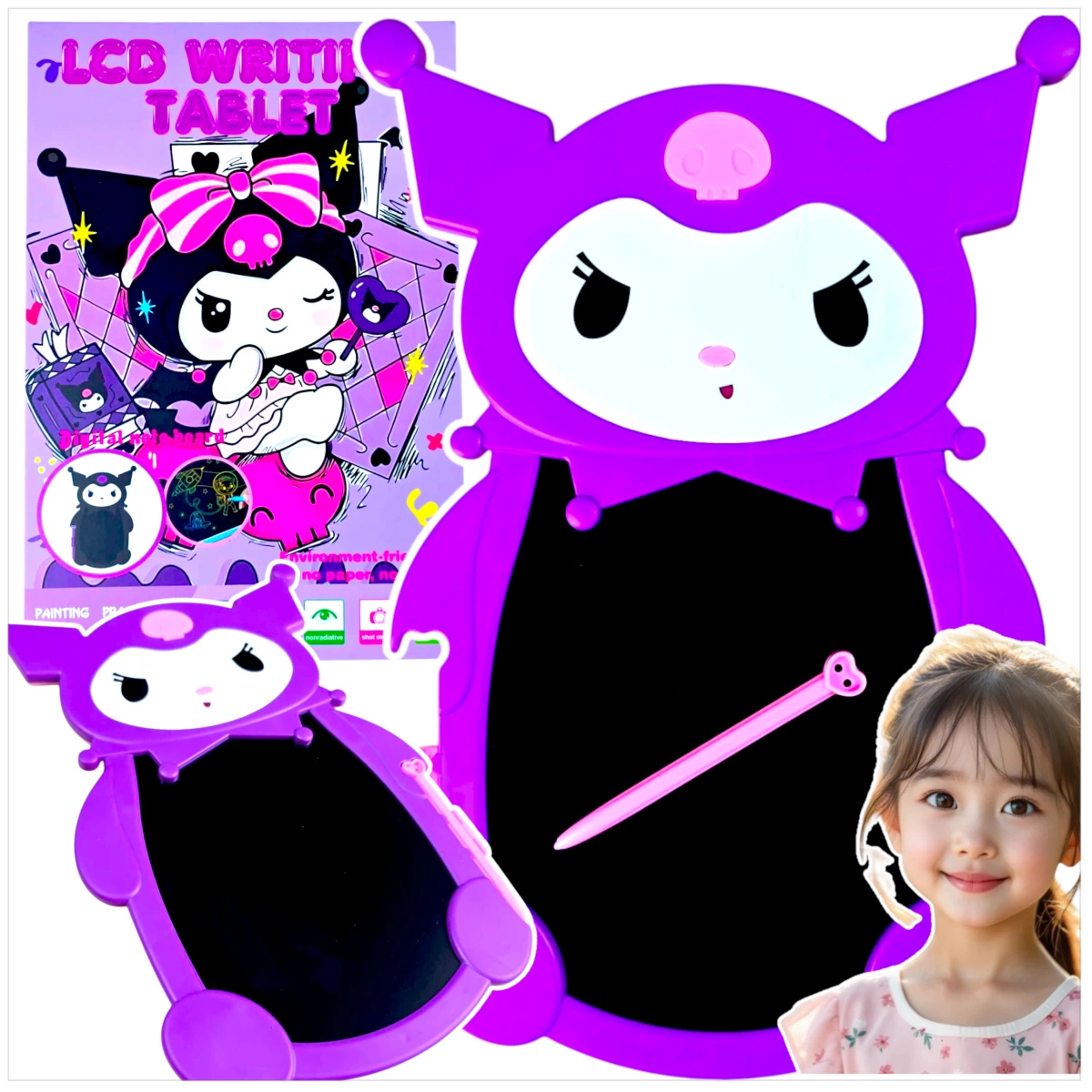 KUROMI TABLET DLA DZIECI DO RYSOWANIA 8 CALI TABLICA EDUKACYJNA LCD