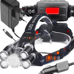 LATARKA CZOŁOWA 5x LED  LAMPKA CZOŁÓWKA  NA GŁOWĘ 2x AKUMULATORY NA PREZENT