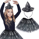 STRÓJ WIEDŻMA KOSTIUM ZESTAW 2W1 SPÓDNICZKA OPASKA HALLOWEEN