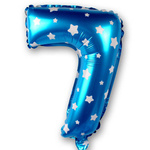 BALON FOLIOWY CYFRA 7 NIEBIESKI W GWIAZDKI NA URODZINY DLA DZIECI 100cm