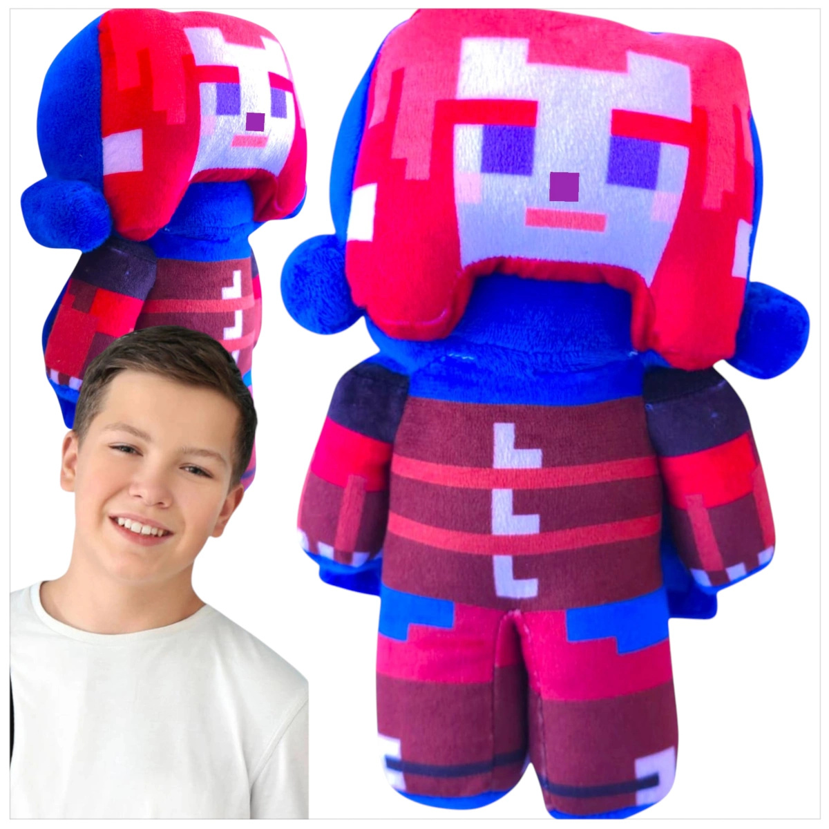 MASKOTKA MINECRAFT Z GRY RED HAIR HERO RANGER MIĘKKA DUŻA PRZYTULANKA MIŚ