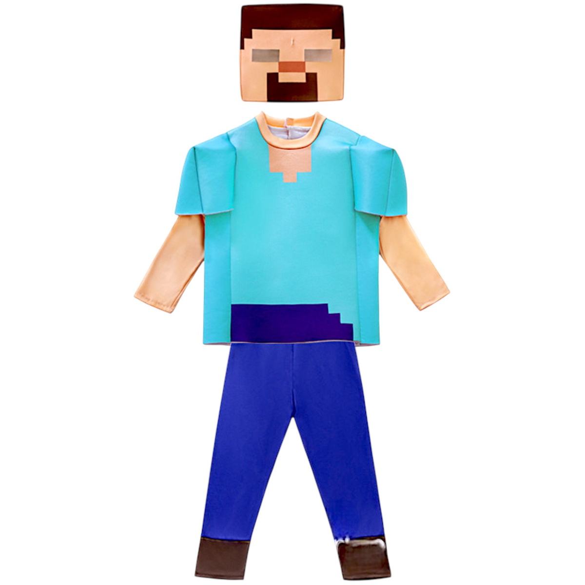 STRÓJ MINECRAFT PRZEBRANIE DLA CHŁOPCA STEVE KOMPLET MASKA KOSTIUM NA BAL