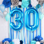 BALON FOLIOWY CYFRA 0 ZERO NIEBIESKI URODZINY URODZINOWY NA JUBILEUSZ 40cm