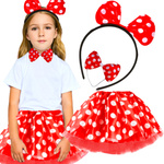 STRÓJ DLA DZIEWCZYNKI MYSZKA MINNIE KOSTIUM OPASKA MUCHA SPÓDNICZKA 3w1