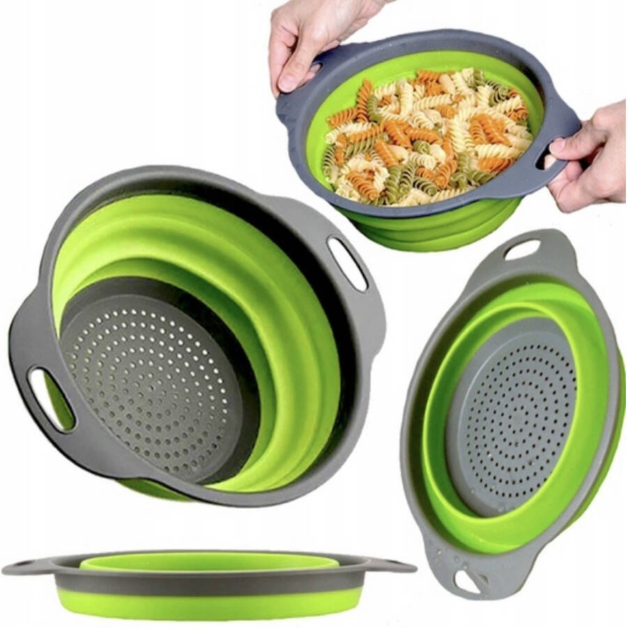 DURSZLAK SILIKONOWY SKŁADANY KUCHENNY CEDZAK SITKO OCIEKACZ UCHWYTy 19cm