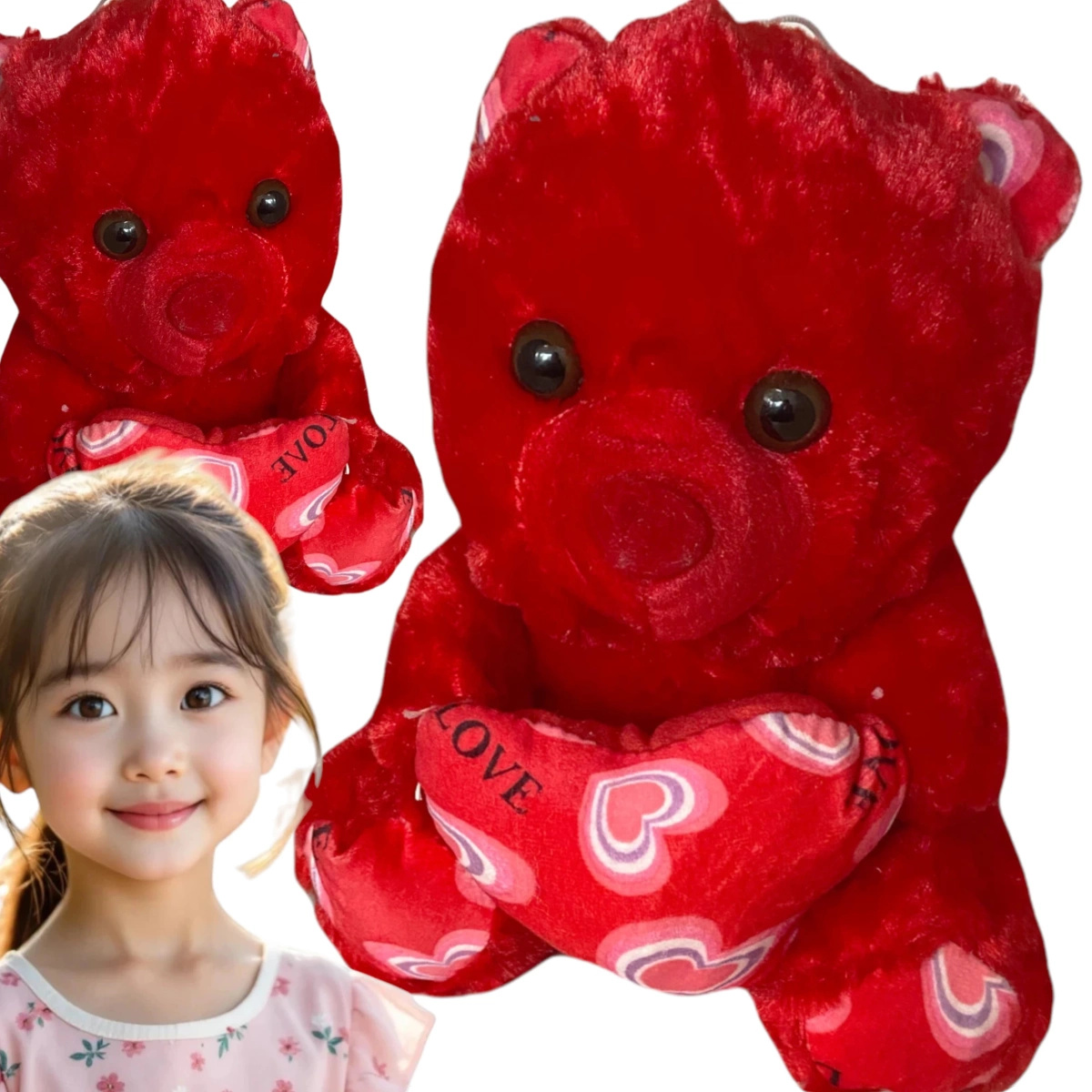 MASKOTKA MIŚ PLUSZOWY MASKOTKA SERCE LOVE PRZYTULANKA PREZENT NA WALENTYNKI